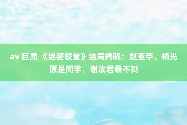 av 巨屌 《绝密较量》结局揭晓：赵亚苧、杨光原是同学，谢汝君最不测