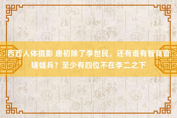 西西人体摄影 唐初除了李世民，还有谁有智商管辖雄兵？至少有四位不在李二之下