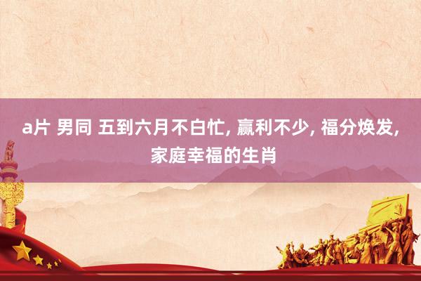 a片 男同 五到六月不白忙， 赢利不少， 福分焕发， 家庭幸福的生肖