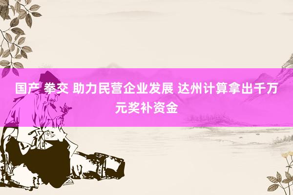 国产 拳交 助力民营企业发展 达州计算拿出千万元奖补资金