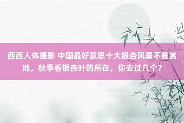 西西人体摄影 中国最好意思十大银杏风景不雅赏地，秋季看银杏叶的所在，你去过几个？