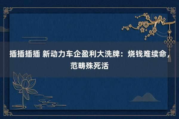 插插插插 新动力车企盈利大洗牌：烧钱难续命，范畴殊死活